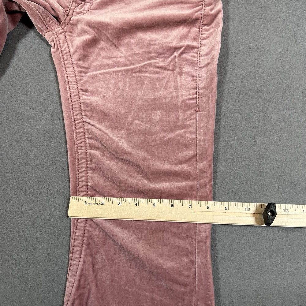 True Religion Joey Big T Velour Flare Leg Pants Sz 31x30 Pink Bootcut Flaps USA - Picture 10 of 12